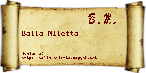 Balla Miletta névjegykártya